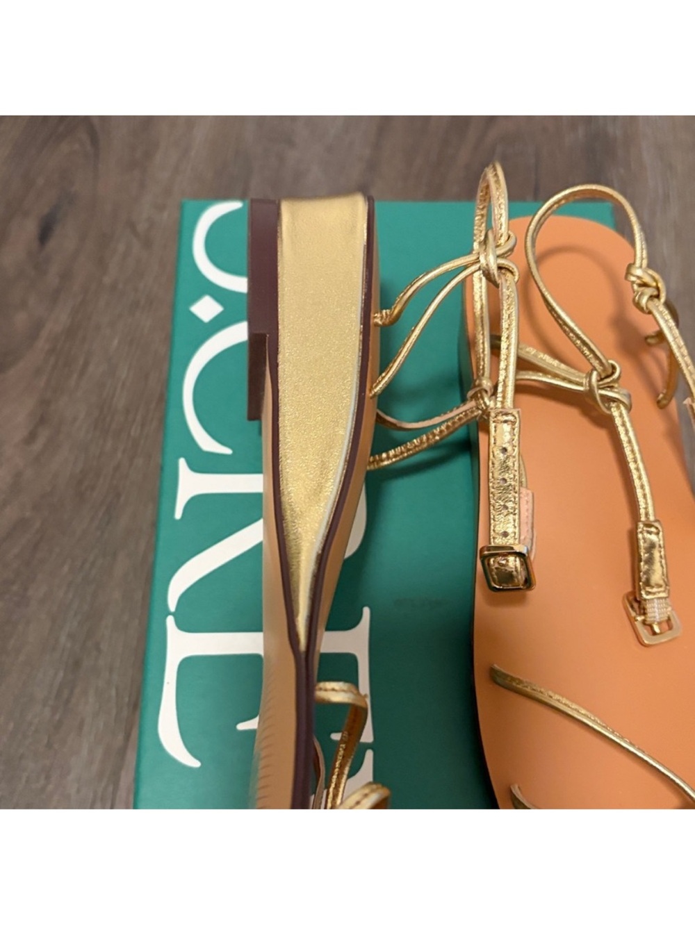 J. Crew Gold Strappy Flat Sandals